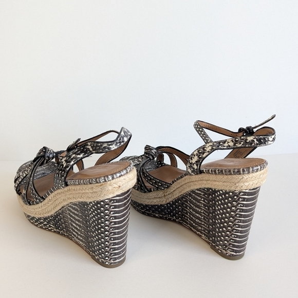 Coach Dalton Snakeskin Leather Braided Espadrille Wedge Strappy Sandal sz 7½ - Picture 3 of 12